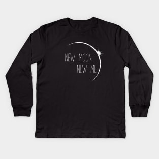 New Moon New Me New Years Eve Astrology Pagan Gift Kids Long Sleeve T-Shirt